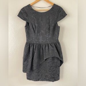 Keepsake the label black jacquard floral open back layered peplum mini Dress